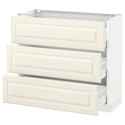 Ikea Sektion Base Cabinet With 3 Drawers, White Maximera/bodbyn Off-white, 36x15x30 "