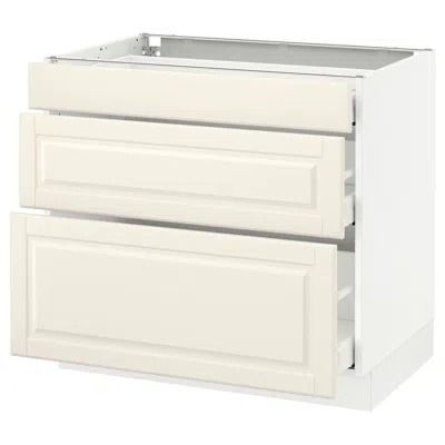 Ikea Sektion Base Cabinet With 3 Drawers, White Maximera/bodbyn Off-white, 36x24x30 "