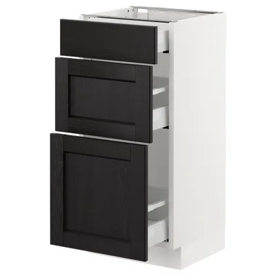 Ikea Sektion Base Cabinet With 3 Drawers, White Maximera/lerhyttan Black Stained, 15x15x30 "