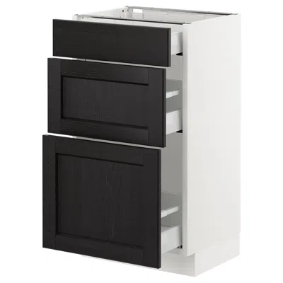 Ikea Sektion Base Cabinet With 3 Drawers, White Maximera/lerhyttan Black Stained, 18x15x30 "