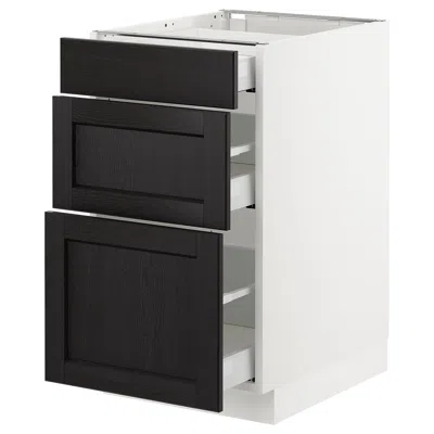 Ikea Sektion Base Cabinet With 3 Drawers, White Maximera/lerhyttan Black Stained, 18x24x30 "