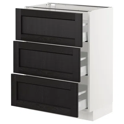 Ikea Sektion Base Cabinet With 3 Drawers, White Maximera/lerhyttan Black Stained, 24x15x30 "