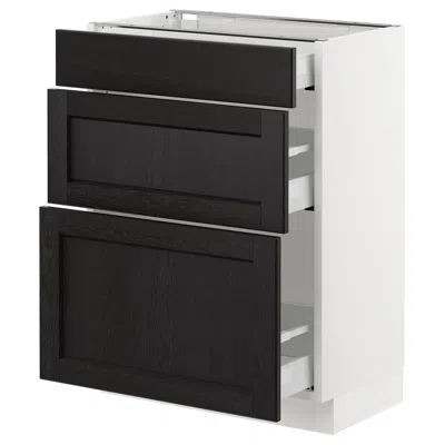 Ikea Sektion Base Cabinet With 3 Drawers, White Maximera/lerhyttan Black Stained, 24x15x30 "