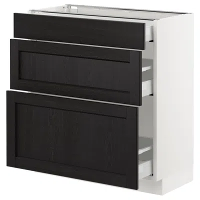 Ikea Sektion Base Cabinet With 3 Drawers, White Maximera/lerhyttan Black Stained, 30x15x30 "