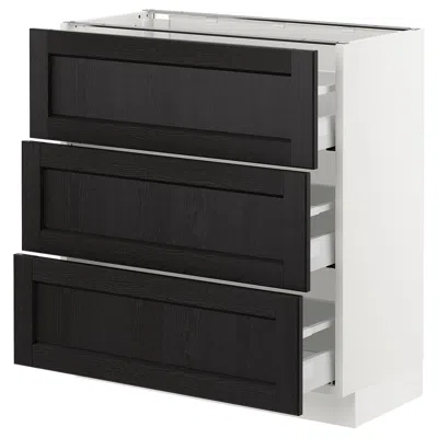 Ikea Sektion Base Cabinet With 3 Drawers, White Maximera/lerhyttan Black Stained, 30x15x30 "