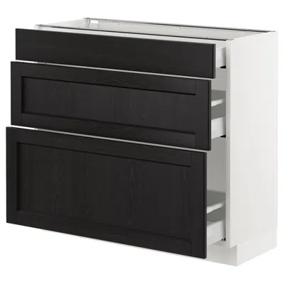 Ikea Sektion Base Cabinet With 3 Drawers, White Maximera/lerhyttan Black Stained, 36x15x30 "