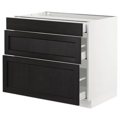 Ikea Sektion Base Cabinet With 3 Drawers, White Maximera/lerhyttan Black Stained, 36x24x30 "