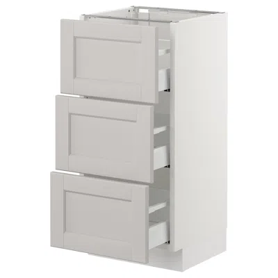 Ikea Sektion Base Cabinet With 3 Drawers, White Maximera/lerhyttan Light Gray, 15x15x30 "