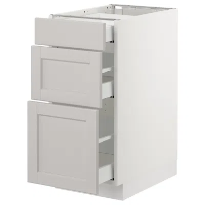 Ikea Sektion Base Cabinet With 3 Drawers, White Maximera/lerhyttan Light Gray, 15x24x30 "