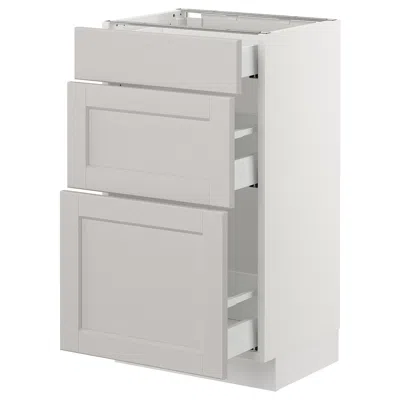 Ikea Sektion Base Cabinet With 3 Drawers, White Maximera/lerhyttan Light Gray, 18x15x30 "