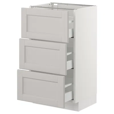 Ikea Sektion Base Cabinet With 3 Drawers, White Maximera/lerhyttan Light Gray, 18x15x30 "