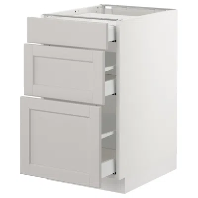 Ikea Sektion Base Cabinet With 3 Drawers, White Maximera/lerhyttan Light Gray, 18x24x30 "