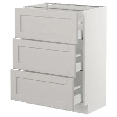 Ikea Sektion Base Cabinet With 3 Drawers, White Maximera/lerhyttan Light Gray, 24x15x30 "