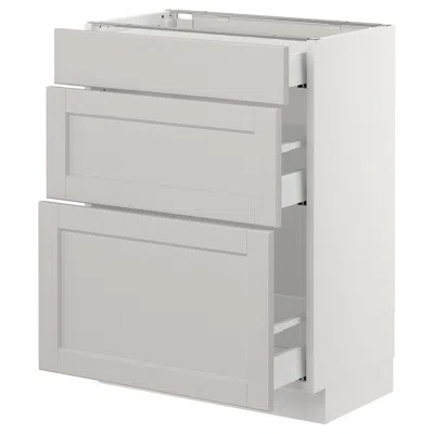 Ikea Sektion Base Cabinet With 3 Drawers, White Maximera/lerhyttan Light Gray, 24x15x30 "