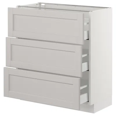 Ikea Sektion Base Cabinet With 3 Drawers, White Maximera/lerhyttan Light Gray, 30x15x30 "