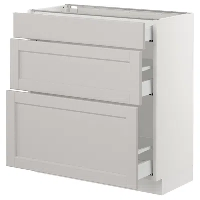 Ikea Sektion Base Cabinet With 3 Drawers, White Maximera/lerhyttan Light Gray, 30x15x30 "