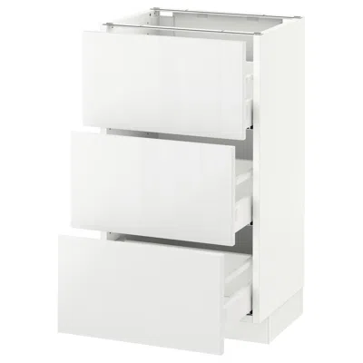 Ikea Sektion Base Cabinet With 3 Drawers, White Maximera/ringhult White, 18x15x30 "