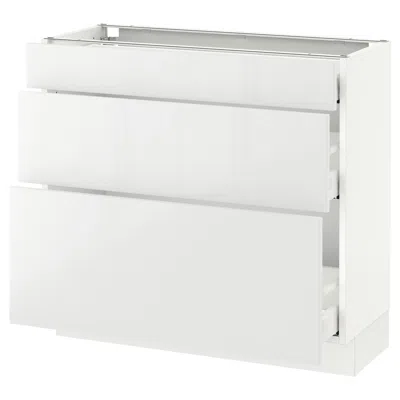 Ikea Sektion Base Cabinet With 3 Drawers, White Maximera/ringhult White, 36x15x30 "