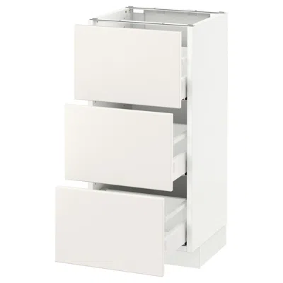 Ikea Sektion Base Cabinet With 3 Drawers, White Maximera/veddinge White, 15x15x30 "
