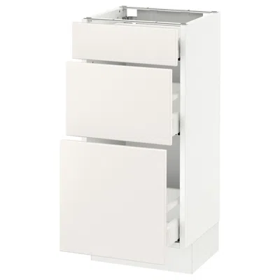 Ikea Sektion Base Cabinet With 3 Drawers, White Maximera/veddinge White, 15x15x30 "