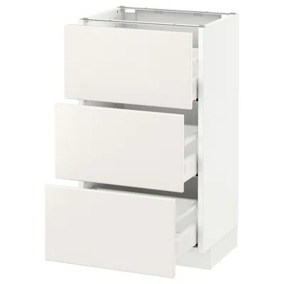 Ikea Sektion Base Cabinet With 3 Drawers, White Maximera/veddinge White, 18x15x30 "