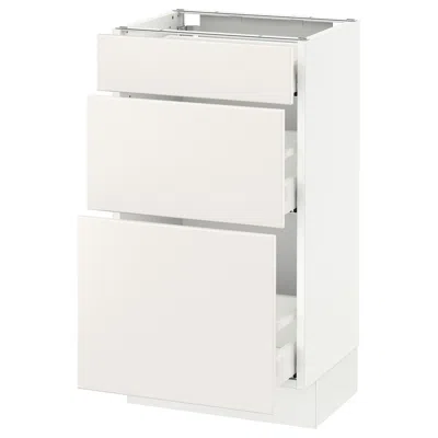 Ikea Sektion Base Cabinet With 3 Drawers, White Maximera/veddinge White, 18x15x30 "