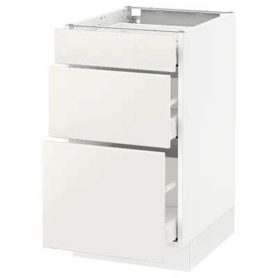 Ikea Sektion Base Cabinet With 3 Drawers, White Maximera/veddinge White, 18x24x30 "