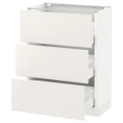 Ikea Sektion Base Cabinet With 3 Drawers, White Maximera/veddinge White, 24x15x30 "