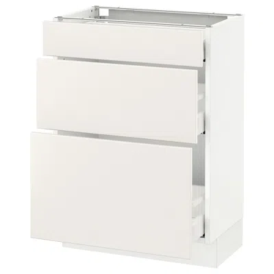 Ikea Sektion Base Cabinet With 3 Drawers, White Maximera/veddinge White, 24x15x30 "