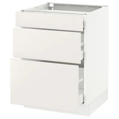 Ikea Sektion Base Cabinet With 3 Drawers, White Maximera/veddinge White, 24x24x30 "