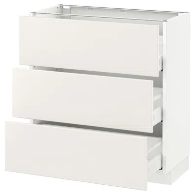 Ikea Sektion Base Cabinet With 3 Drawers, White Maximera/veddinge White, 30x15x30 "