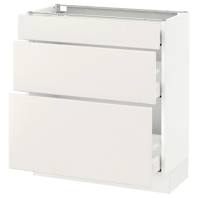 Ikea Sektion Base Cabinet With 3 Drawers, White Maximera/veddinge White, 30x15x30 "
