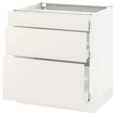 Ikea Sektion Base Cabinet With 3 Drawers, White Maximera/veddinge White, 30x24x30 "