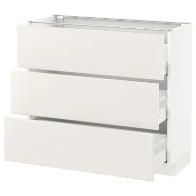 Ikea Sektion Base Cabinet With 3 Drawers, White Maximera/veddinge White, 36x15x30 "