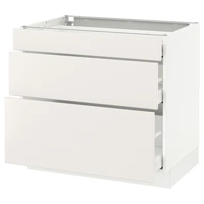 Ikea Sektion Base Cabinet With 3 Drawers, White Maximera/veddinge White, 36x24x30 "