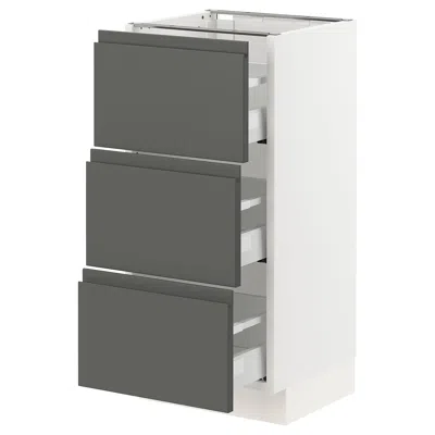 Ikea Sektion Base Cabinet With 3 Drawers, White Maximera/voxtorp Dark Gray, 15x15x30 "