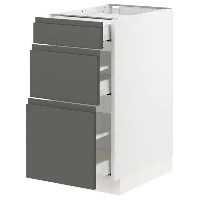 Ikea Sektion Base Cabinet With 3 Drawers, White Maximera/voxtorp Dark Gray, 15x24x30 "