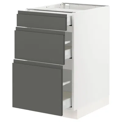 Ikea Sektion Base Cabinet With 3 Drawers, White Maximera/voxtorp Dark Gray, 18x24x30 "