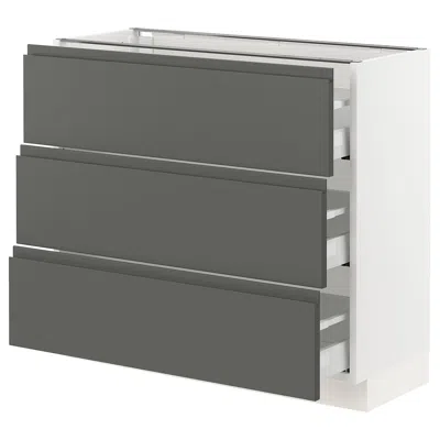 Ikea Sektion Base Cabinet With 3 Drawers, White Maximera/voxtorp Dark Gray, 36x15x30 "
