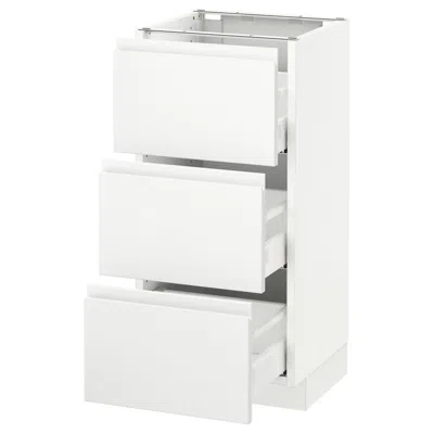 Ikea Sektion Base Cabinet With 3 Drawers, White Maximera/voxtorp Matte White, 15x15x30 "