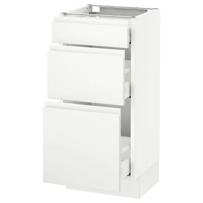 Ikea Sektion Base Cabinet With 3 Drawers, White Maximera/voxtorp Matte White, 15x15x30 "