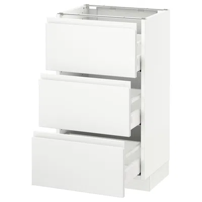 Ikea Sektion Base Cabinet With 3 Drawers, White Maximera/voxtorp Matte White, 18x15x30 "
