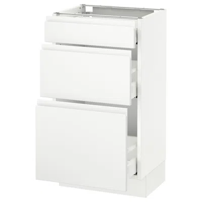 Ikea Sektion Base Cabinet With 3 Drawers, White Maximera/voxtorp Matte White, 18x15x30 "
