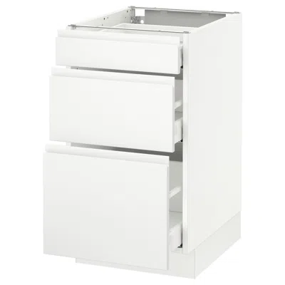 Ikea Sektion Base Cabinet With 3 Drawers, White Maximera/voxtorp Matte White, 18x24x30 "