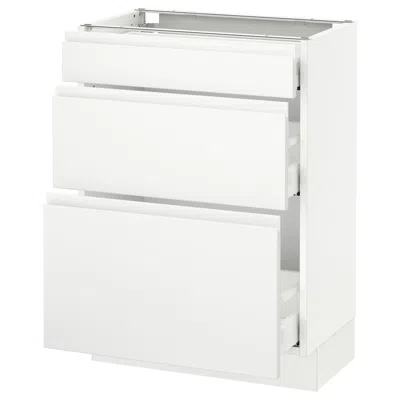 Ikea Sektion Base Cabinet With 3 Drawers, White Maximera/voxtorp Matte White, 24x15x30 "