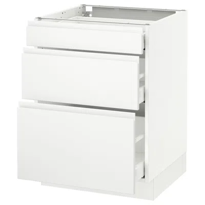 Ikea Sektion Base Cabinet With 3 Drawers, White Maximera/voxtorp Matte White, 24x24x30 "