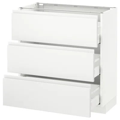 Ikea Sektion Base Cabinet With 3 Drawers, White Maximera/voxtorp Matte White, 30x15x30 "