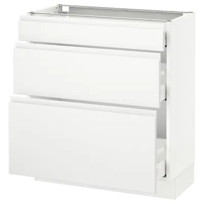 Ikea Sektion Base Cabinet With 3 Drawers, White Maximera/voxtorp Matte White, 30x15x30 "