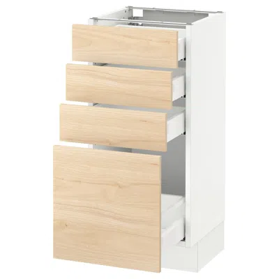 Ikea Sektion Base Cabinet With 4 Drawers, White Maximera/askersund Light Ash Effect, 15x15x30 "