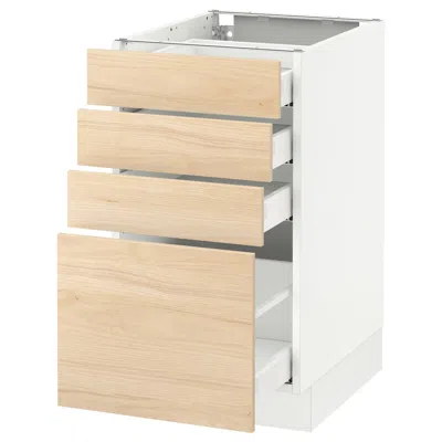 Ikea Sektion Base Cabinet With 4 Drawers, White Maximera/askersund Light Ash Effect, 18x24x30 "